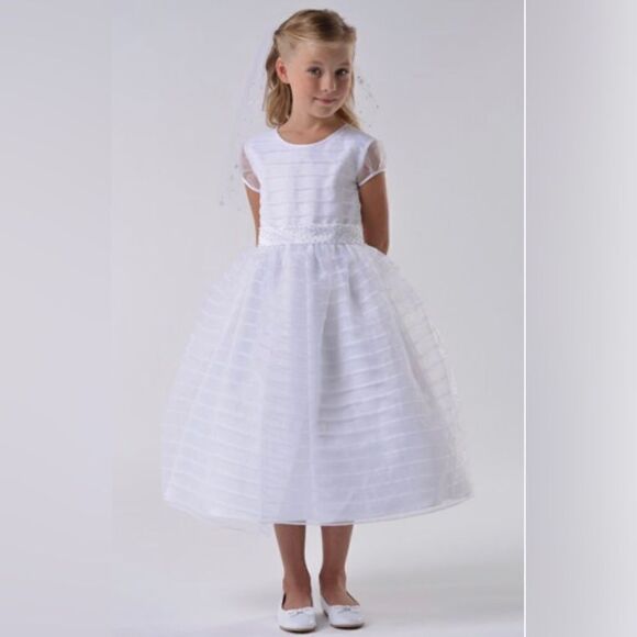 Us Angels white sheer/embellished formal dress sz 10 - Picture 1 of 9